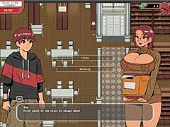 nerdy girl gives public handjob in library