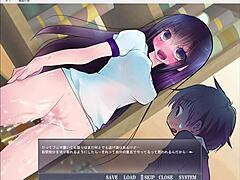 Girl exposes herself while playing game, masturbating in anime style