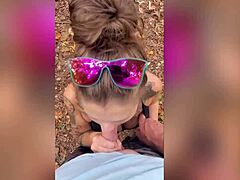 Milf Delivers Intense Blowjob In Forest Nature Leading To Cumshot