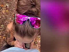 Milf Delivers Intense Blowjob In Forest Nature Leading To Cumshot