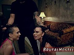 Strait jacket binds teen Aidra Fox and Kharlie Stone in extreme play.