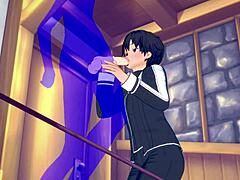 Kirito Receives Blowjob With Cumshot In Mouth In Sword Art Online Yaoi