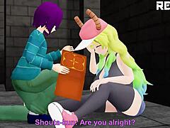 Giantess maid casts shrinking spell in 3D cartoon