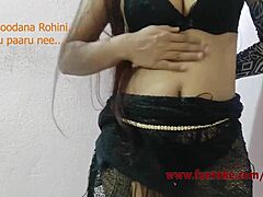 tamil girl rohini teases in daring black lingerie on camera