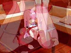 in darling in the franxx, zero 2 enjoys a good time in a private room with blowjob