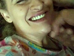 Blonde slut gets facial after blowjob 😍. It's so messy.