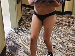 Wife Teases with Shaved Ass in Lingerie