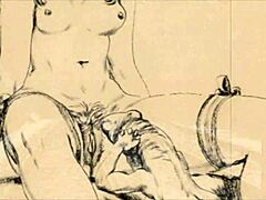 Vintage Erotic Illustration in Retro Cartoon Style