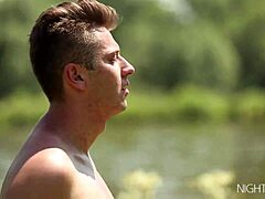 Small tit blonde Cayla Lions riding ass outdoors, want to see the cumshot?