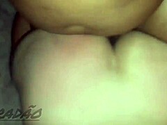 my slut takes cock in hairy pussy and swallows cum, with big tits and ass