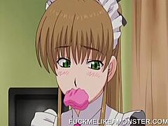 Anime Maid Masturbates and Soaks Her Tight Outfit