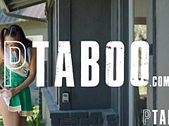 Petite cheerleaders Alexis Tae and another eagerly performing ass-to-mouth blowjobs on Charles Dera's cock