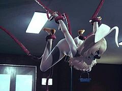 yaoi femboy furry trio with anubis, mew, and bunnyboy in wild action