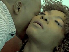 Two amateur ebony babes share a lucky friend