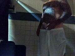 Washing off the day with a steamy handjob session