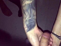 tattooed goth CHICK SUCKS stranger in VIDEO BOOTH