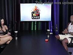 Safada in sheer red lingerie teases about size before wild party action