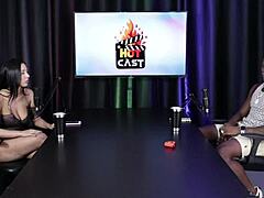 Safada in sheer red lingerie teases about size before wild party action