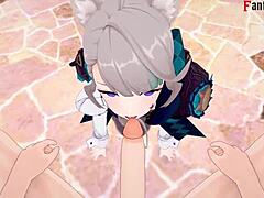 Uncensored Lynette Blowjob In Genshin Impact Anime.