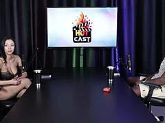 Safada in sheer red lingerie teases about size before wild party action