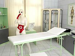 Busty latex lucy spanks her ass & fills her creamy pussy with clinic sex toy