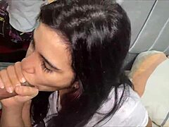 Carahoney swallows big cumshot after blowjob.