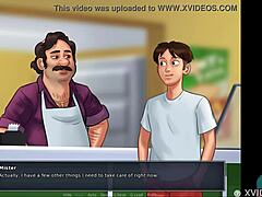 Hot brunette teen licks huge cock intensely in summertime saga