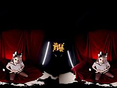 HelluvaBoss test video featuring big tits blonde in cosplay for VR.