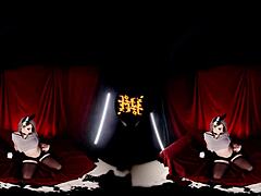 HelluvaBoss test video featuring big tits blonde in cosplay for VR.