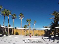 povd backyard badminton turns into massage anal fuck with busty anissa kate in the garden