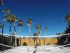 povd backyard badminton turns into massage anal fuck with busty anissa kate in the garden