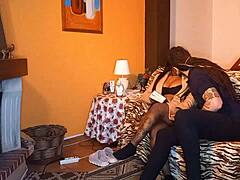 Ebony novinha reads bible then gets fucked by 23cm white cock deep throat