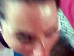 Blonde girlfriend acts as a cum eater slut during blowjob with friend