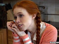 A young redhead gets a blowjob from her math tutor in amateur video