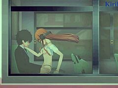 Futaba Sakura, Ann Takamaki, and Ren Amamiya are having intense sex in Persona 5 hentai with creampie.