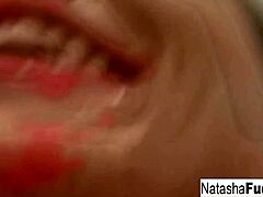 Busty Natasha Nice shoots fun black light video