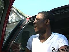 ebony college grad sucks big black cock