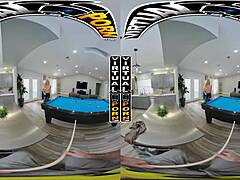 Experience the thrill of pool with seductive Latina MILF Caitlin Bell in VR