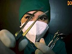 Latex gloves fetish unfolds in kinky play.