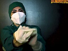 Latex gloves fetish unfolds in kinky play.