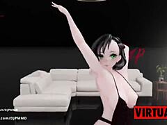 Adorable transgender Rachel's pop music dance performance in MMD by DJ Riko
