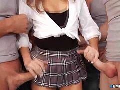 Sexy Lady Takes Multiple Cumshots in Wild Blowbang