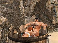 Handsome mega hunk Cam Heyward enjoys blowjob at luxurious spa retreat with redhead