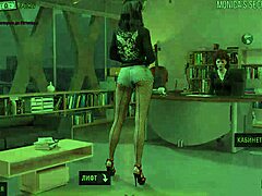 This girl in red suit shows her boobs so cutely in the game 😍