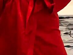 i see brunette in red lingerie playin with herself