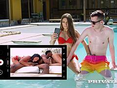 Two hot babes Anaya and Scarlett enjoy a big black cock together