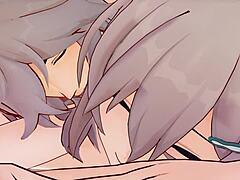 Qingque dives into Jing Yuan's pussy and fucks him hard for a creampie 😏