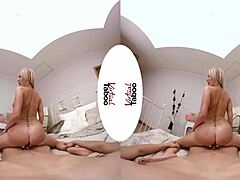 blonde with big tits gives taboo blowjob as a special gift in pov