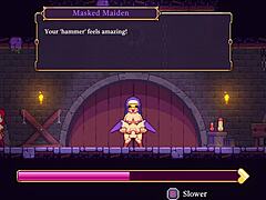 Scarlet maiden hentai game shows misty bound in redhead 3some with big tits!