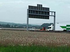 Petite teen girl gets cum on face in public street gangbang threesome orgy 😱